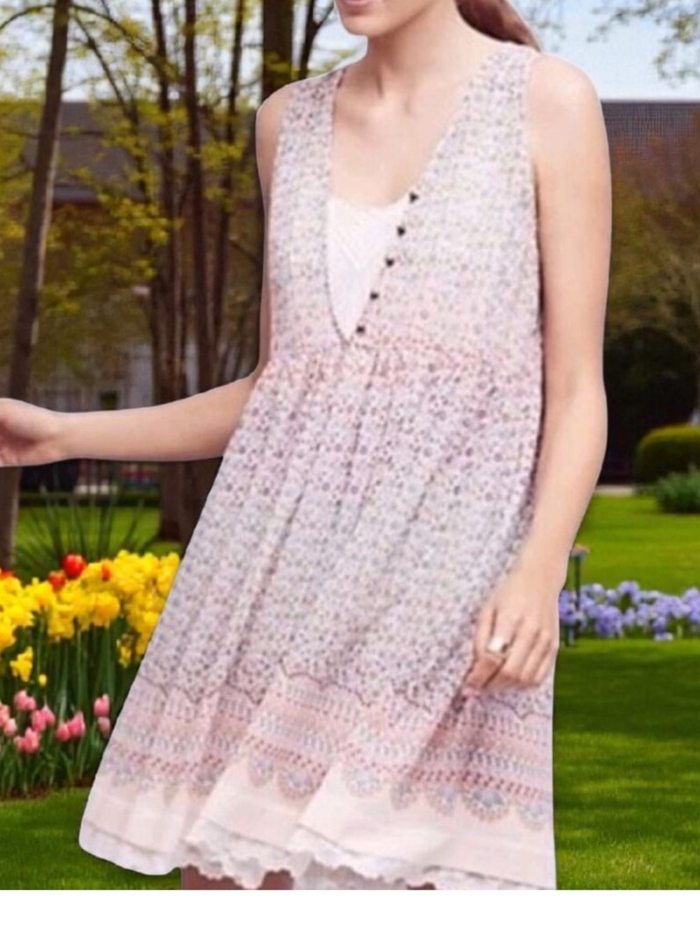 Maeve Violetta Floral V-Neck Sleeveless Dress Size Small purple NWT coastal chic